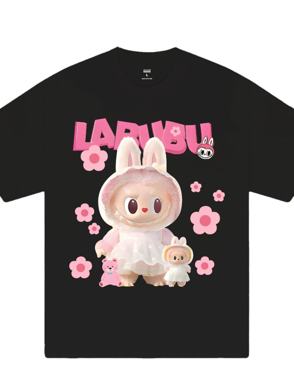 Labubu Cute Pink Flower T-Shirt, For Men, For Women, Shortsleeve Crewneck Lady - Picture 1 of 2